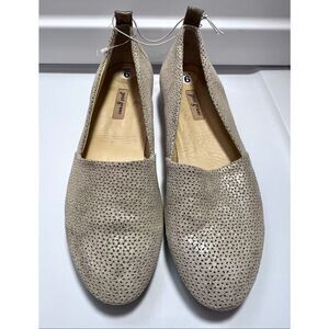 PAUL GREEN Lenny Gold Perforated Leather Flats Loafers Sz.6 NWOT